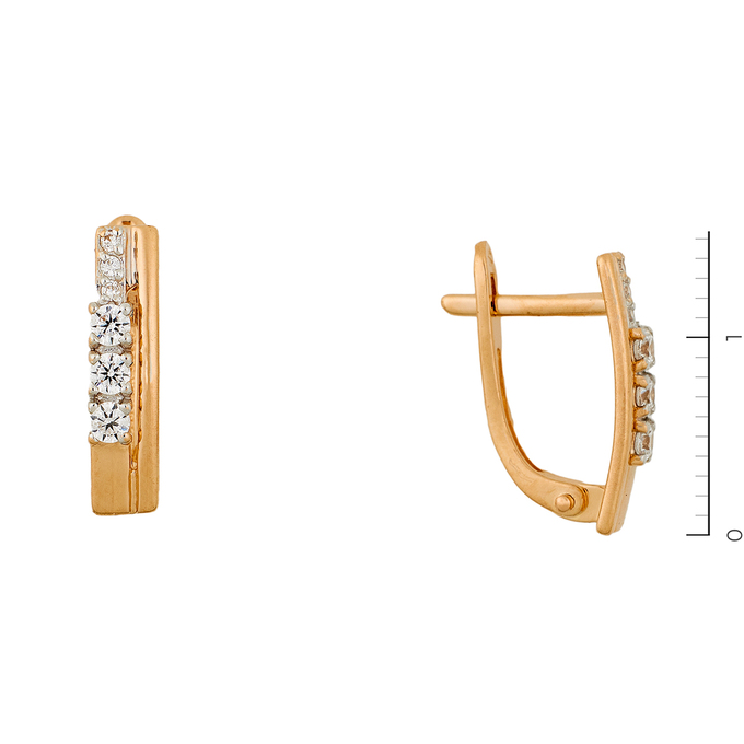 Серьги из красного золота 585 пробы c фианитами
