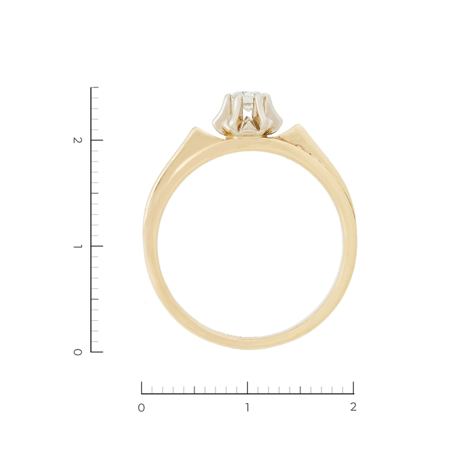 Кольцо из комбинированного золота 585 пробы c 1 бриллиантом