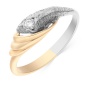 Кольцо из комбинированного золота 585 пробы c 1 бриллиантом 012171 фото 2