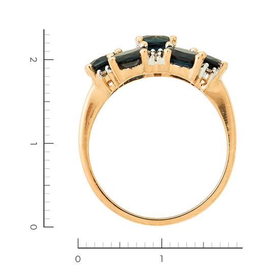 Кольцо из комбинированного золота 585 пробы c 12 бриллиантами и 7 сапфирами, Л04081302 за 66850