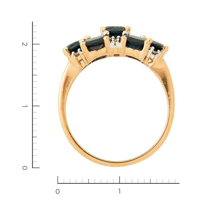 Кольцо из комбинированного золота 585 пробы c 12 бриллиантами и 7 сапфирами, Л 0408 1302 за 66850