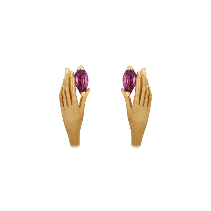 Серьги из золота 750 пробы c рубинами