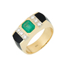Кольцо из золота 750 пробы c изумрудом, бриллиантами и ониксами