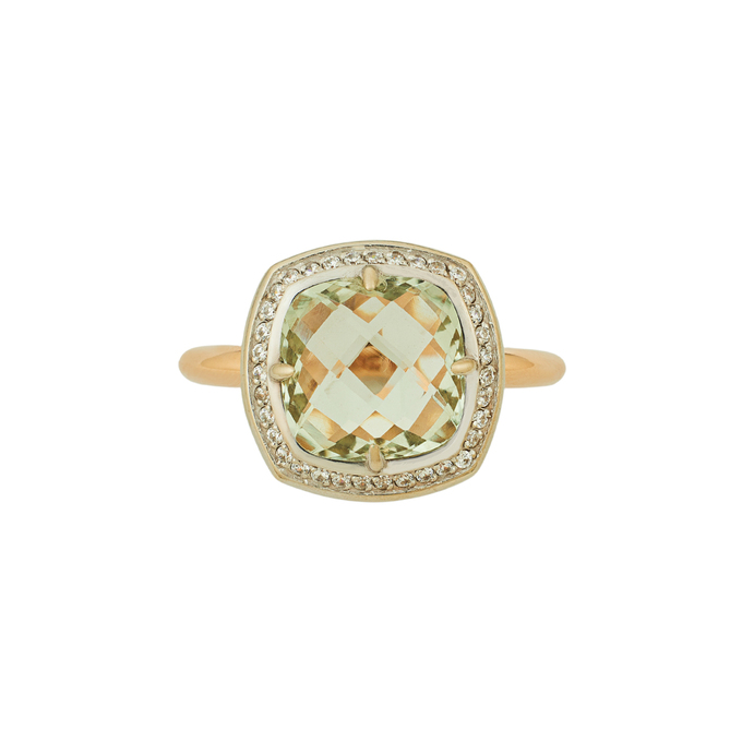 Кольцо из золота 585 пробы c празиолитом и фианитами, Л 6602 6996 за 45280