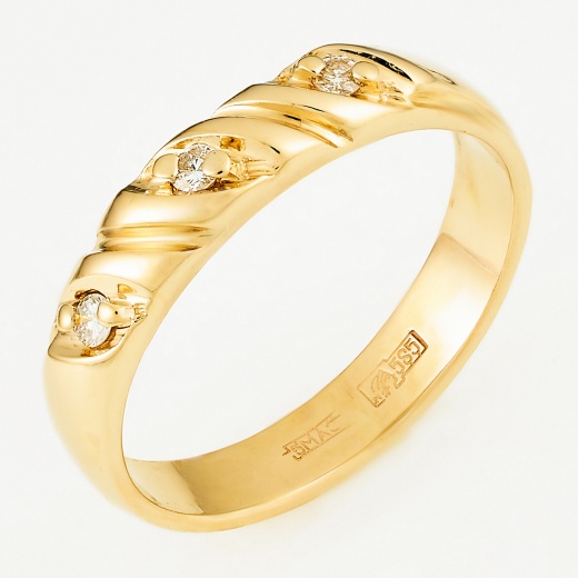 Кольцо из желтого золота 585 пробы c 3 бриллиантами Л31119227 фото 1
