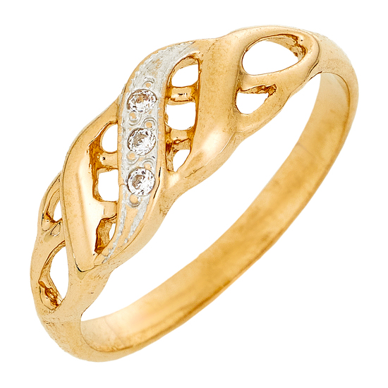 Кольцо из комбинированного золота 585 пробы c фианитами, Л29122708 за 9000