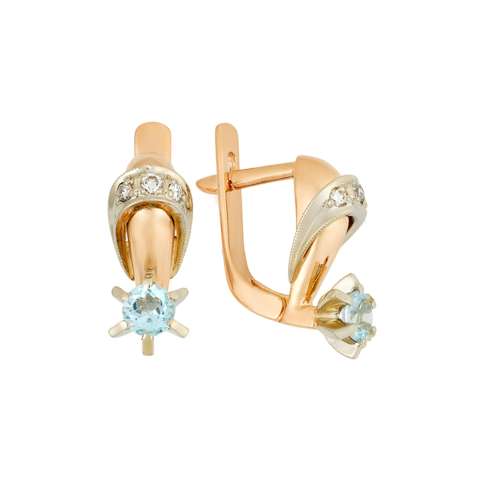 Серьги из золота 585 пробы с топазами и бриллиантами, Л 4708 5065 за 56300
