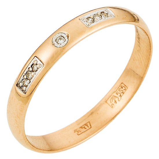 Кольцо из красного золота 585 пробы c 7 бриллиантами, Л19109627 за 8700