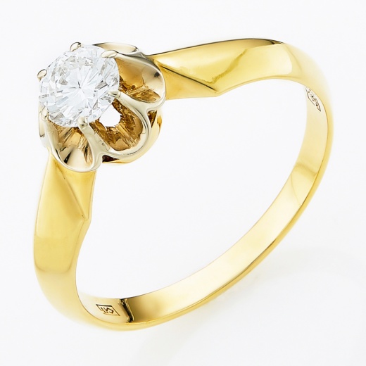 Кольцо из комбинированного золота 750 пробы c 1 бриллиантом Л20067347 фото 1