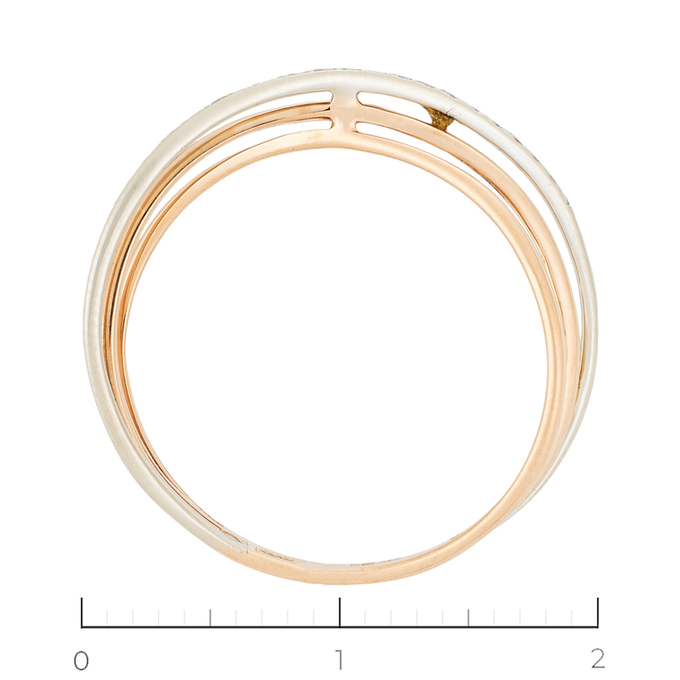 Кольцо из комбинированного золота 585 пробы c 21 бриллиантами, Л 4806 7905 за 23200