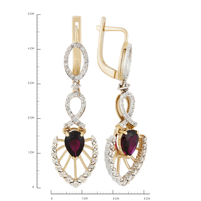 Серьги из золота 585 пробы c бриллиантами и корундами, Ц О007 1921 за 123200