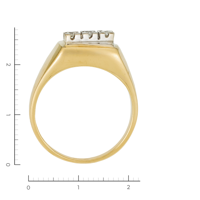Кольцо из комбинированного золота 585 пробы c 3 бриллиантами, Л 3506 3680 за 53400