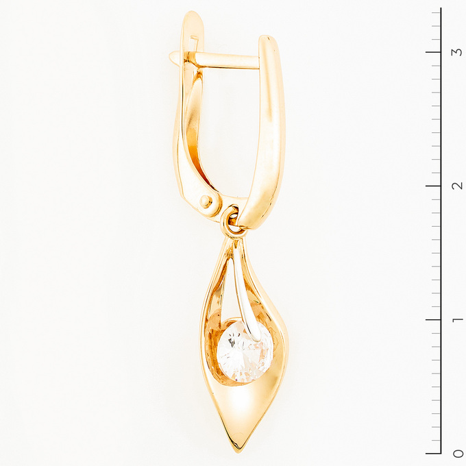 Серьги золото, 585, 3 к.,3,16 гр. (чистый вес 2,84 гр.); Фианит