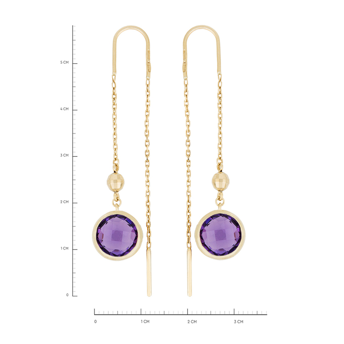 Серьги из золота 585 пробы c 2 аметистами, Л 0408 4489 за 31680
