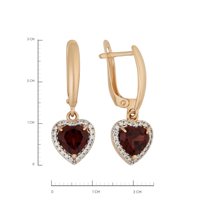 Серьги из золота 585 пробы с гранатами и фианитами, Ц О007 3329 за 39500