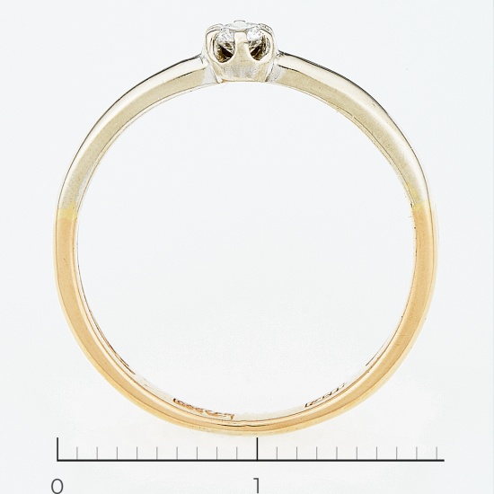 Кольцо из комбинированного золота 585 пробы c 1 бриллиантом, Л71013113 за 12450