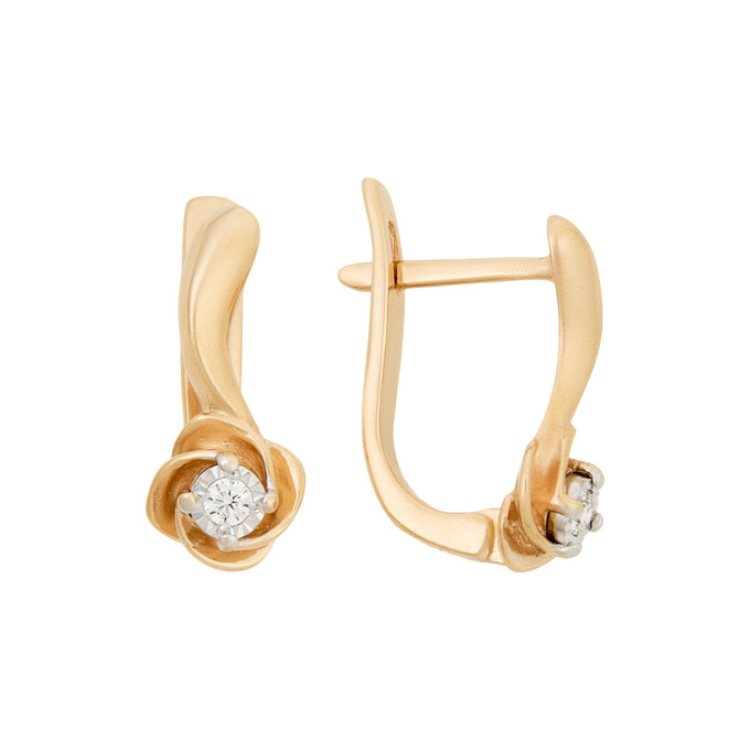 Серьги из золота 585 пробы c бриллиантами, Л 4807 9033 за 34200