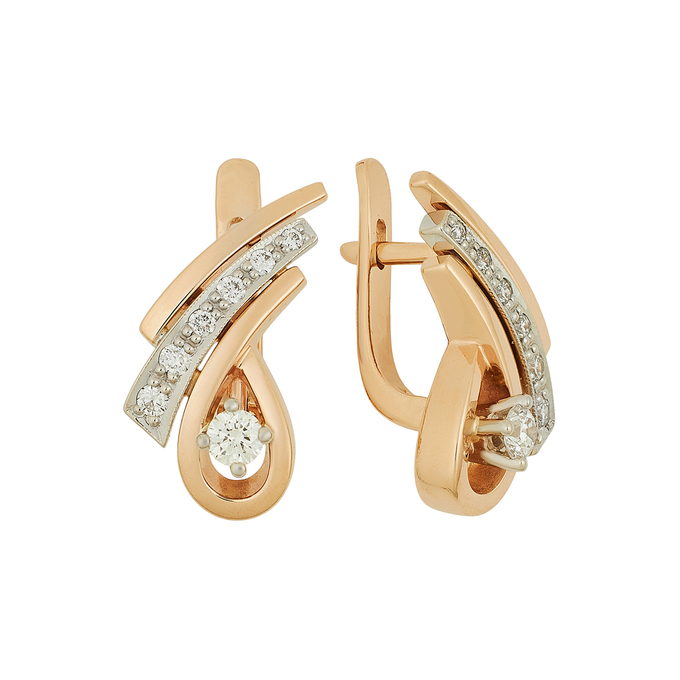 Серьги из золота 585 пробы c бриллиантами, Ц О007 1931 за 116320