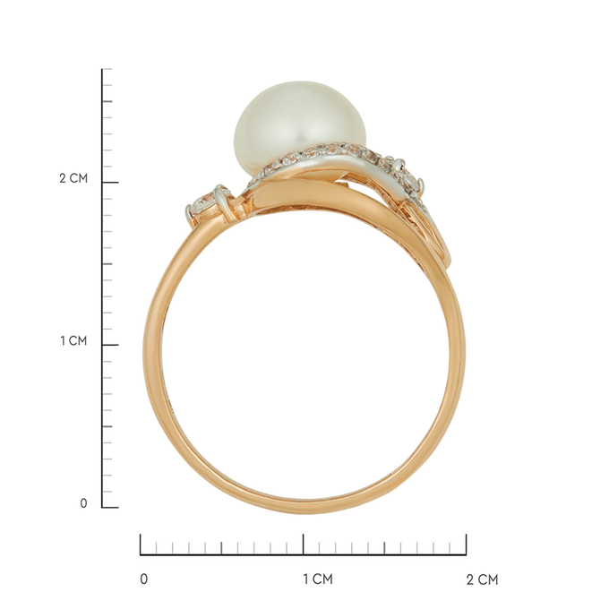 Кольцо из золота 585 пробы c культивированным жемчугом и фианитами, Л 5703 8804 за 35920