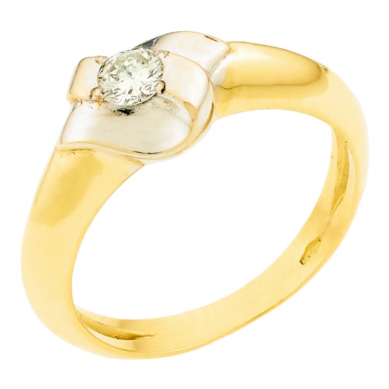 Кольцо из комбинированного золота 750 пробы c 1 бриллиантом, Л28082246 за 40800