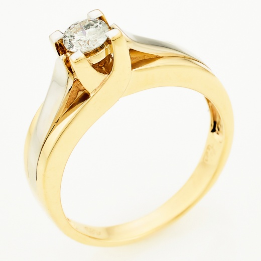 Кольцо из комбинированного золота 585 пробы c 1 бриллиантом Л60018499 фото 1