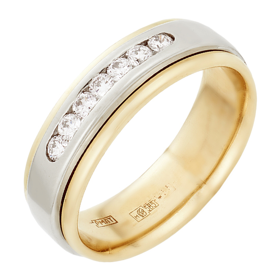 Кольцо из комбинированного золота 585 пробы c 7 бриллиантами, Л19109884 за 45430