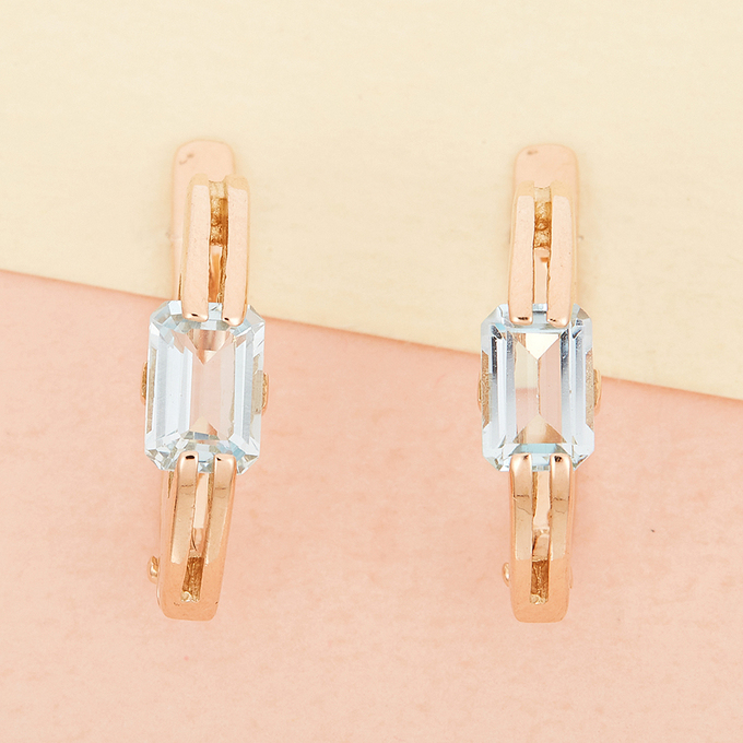 Серьги из красного золота 585 пробы c 2 топазами