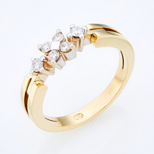 Кольцо из комбинированного золота 585 пробы c 6 бриллиантами Л24130008 фото 1