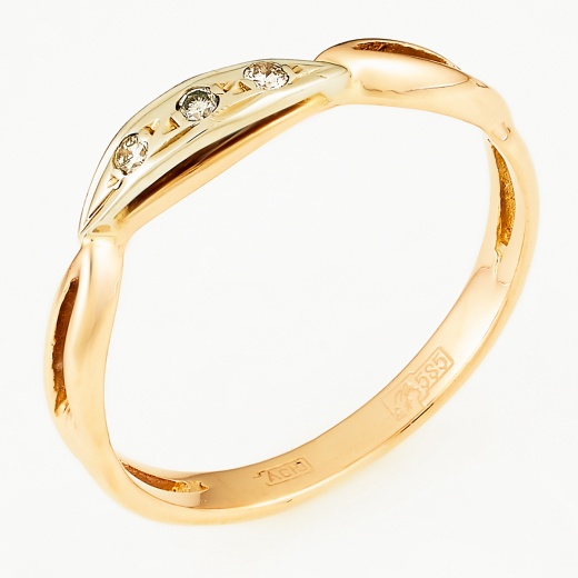 Кольцо из комбинированного золота 585 пробы c 3 бриллиантами Л39100377 фото 1