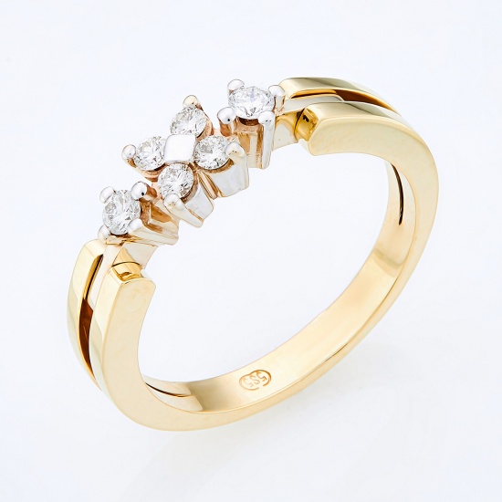 Кольцо из комбинированного золота 585 пробы c 6 бриллиантами