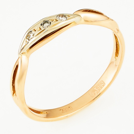 Кольцо из комбинированного золота 585 пробы c 3 бриллиантами, Л39100377 за 14 000 ₽