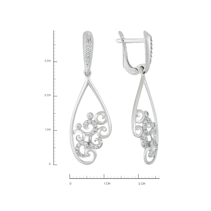 Серьги из золота 585 пробы c 44 фианитами, Л 6402 2681 за 28320