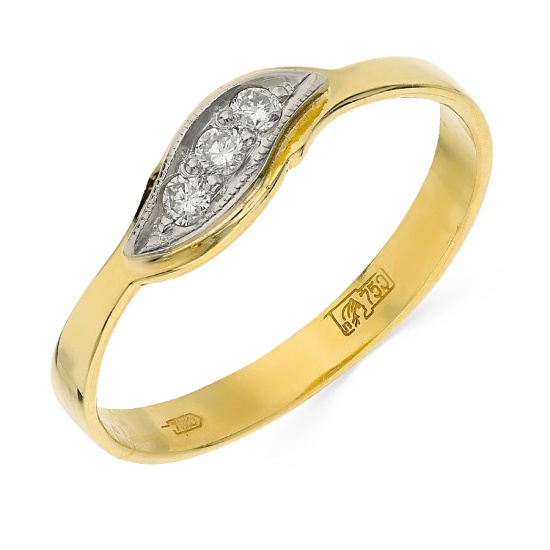 Кольцо из желтого золота 750 пробы c 3 бриллиантами, Л71000968 за 13400