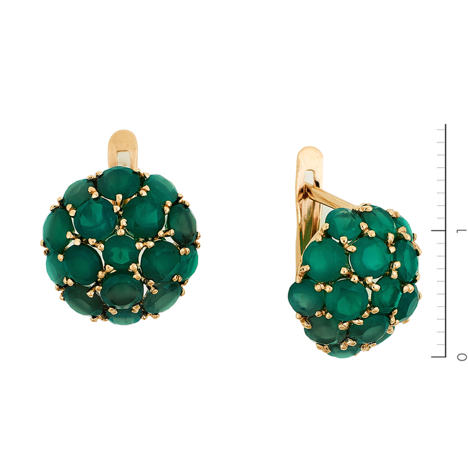 Серьги из золота 585 пробы c хризопразами, Л 2808 7737 за 31840