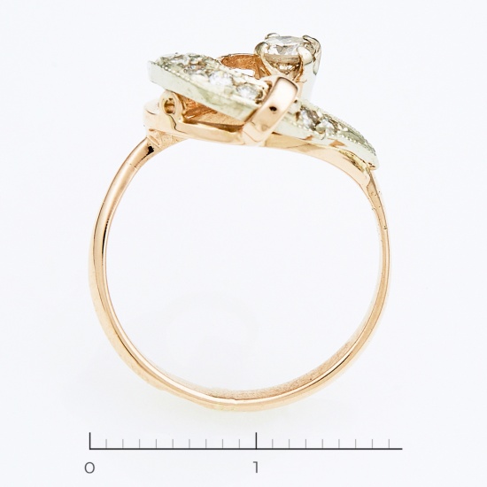 Кольцо из комбинированного золота 585 пробы c 10 бриллиантами, Л76004260 за 12450