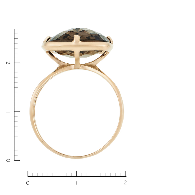 Кольцо золото, 585, 2 к.,4,98 гр. (чистый вес 2,28 гр.) со следами износа, кр.зол., куплено в ЗУ; Раухтопаз Коричневый