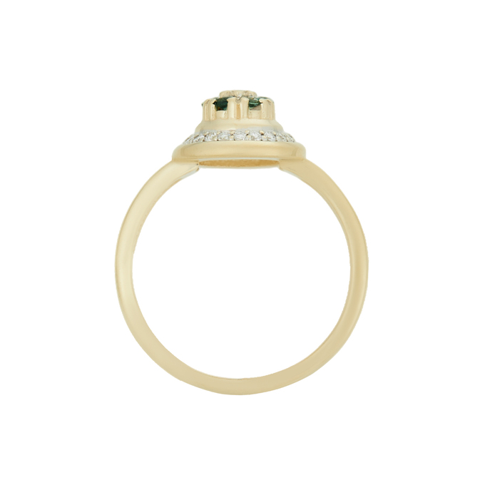 Кольцо из золота 585 пробы c бриллиантами и изумрудами, Л 5406 0289 за 48230