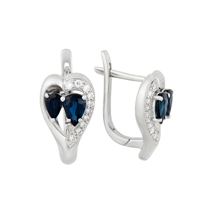 Серьги из золота 585 пробы c сапфирами и бриллиантами, Л 2811 2712 за 50000