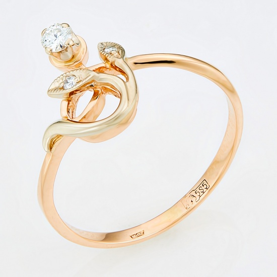Кольцо из комбинированного золота 585 пробы c 3 бриллиантами, Л46076115 за 10950