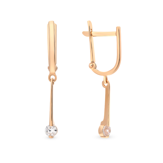 Серьги из золота 585 пробы c фианитами