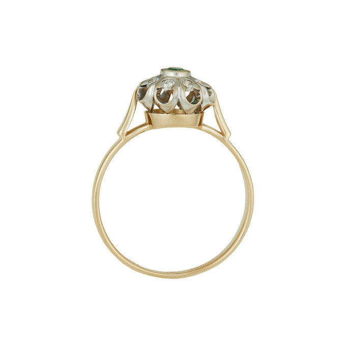 Кольцо из золота 585 пробы c изумрудом и бриллиантами, Л 1812 0576 за 38000