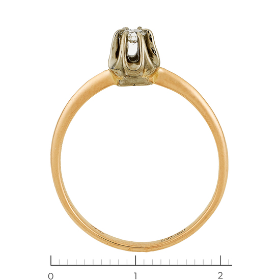 Кольцо из комбинированного золота 585 пробы c 1 бриллиантом, Л33071588 за 17700