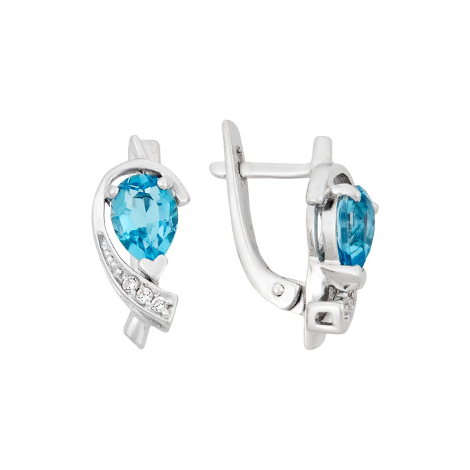 Серьги из золота 585 пробы c топазами и фианитами, Ц О007 2748 за 40300