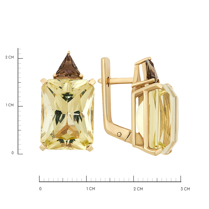 Серьги из золота 585 пробы c цитринами и раухтопазами, Ц О007 1864 за 120000