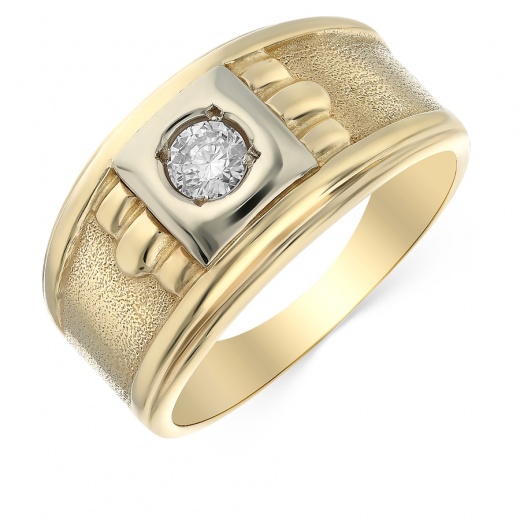 Кольцо из комбинированного золота 585 пробы c 1 бриллиантом 060430 фото 1