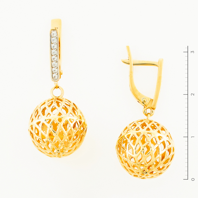 Серьги из красного золота 585 пробы c фианитами