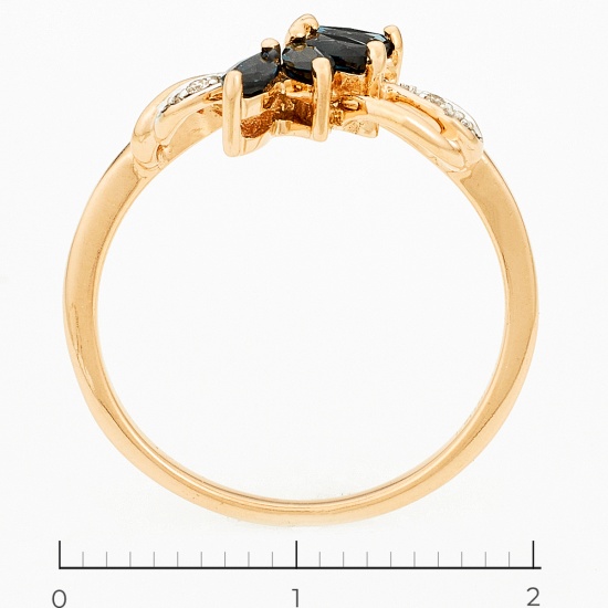 Кольцо из комбинированного золота 585 пробы c 3 бриллиантами и 4 сапфирами, Л41060263 за 11450