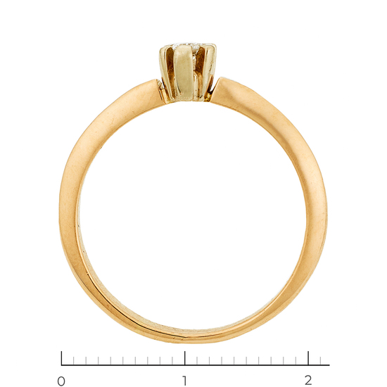 Кольцо из комбинированного золота 585 пробы c 1 бриллиантом, Л66019969 за 14700