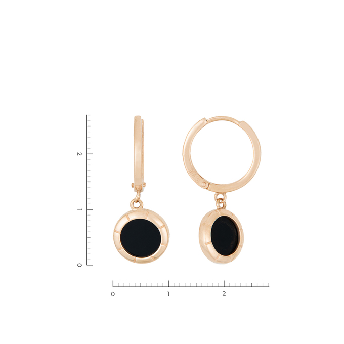 Серьги из золота 585 пробы c 2 ониксами, Л 7302 4397 за 30560