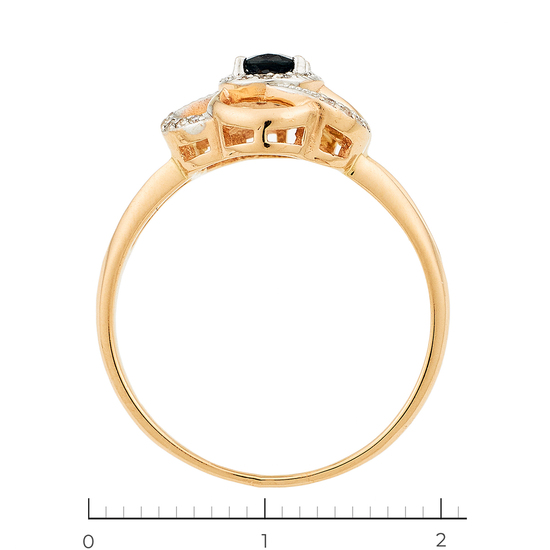Кольцо из комбинированного золота 585 пробы c 1 сапфиром и 27 бриллиантами, Л57031019 за 14760
